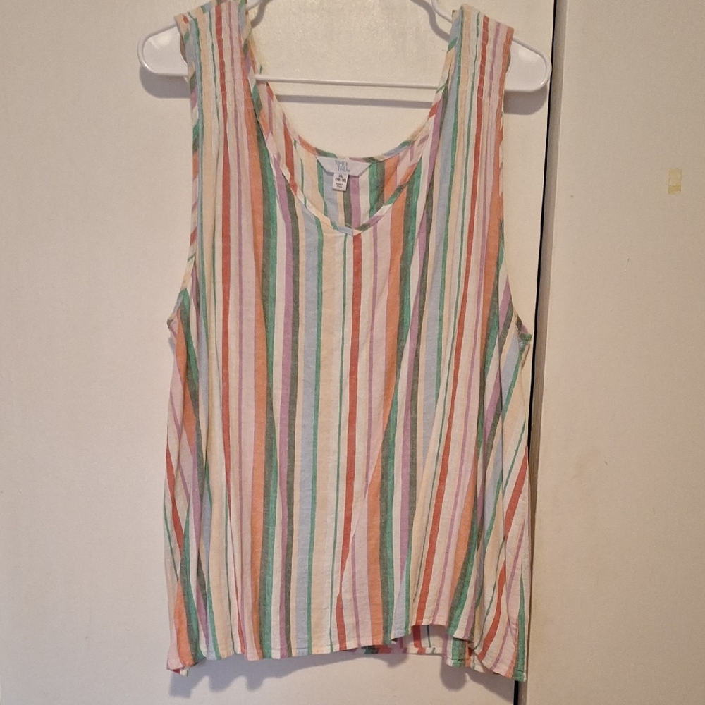 Time and Tru Multicolor Striped Tank Top